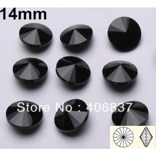 100pcs/Lot, 14mm Black Crystal Rivoli, Free Shipping! Chinese Top Quality Crystal Rivoli