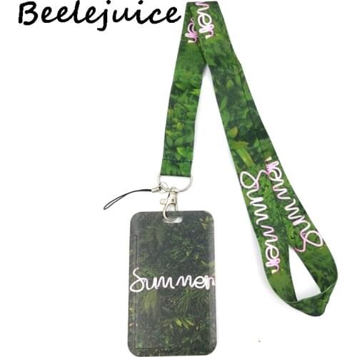 12sets Green Leaves Plant Summer Fashion Lanyard ID Badge Holder Bus Pass Cover Slip Bank Credit Card Holder Strap Card Holder