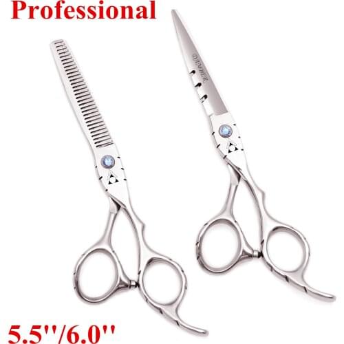 5.5 6 Hair Scissors 440C Japan Professional Hairdressing Scissors Thinning Shears Barber Scissors Hair Cutting Hairdresser 1010
