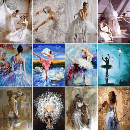 Abstract Dancer Figure Oil Canvas Painting Ballet Girl Posters Prints Wall Art Pictures for Living Room Wall Decoration Cuadros