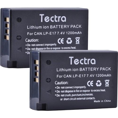 Tectra 2pcs LP E17 1200mAh Battery for Canon LP-E17 EOS 200D EOS 800D Rebel T6i 750D T6s 760D M3 8000D Kiss X8i Camera Battery