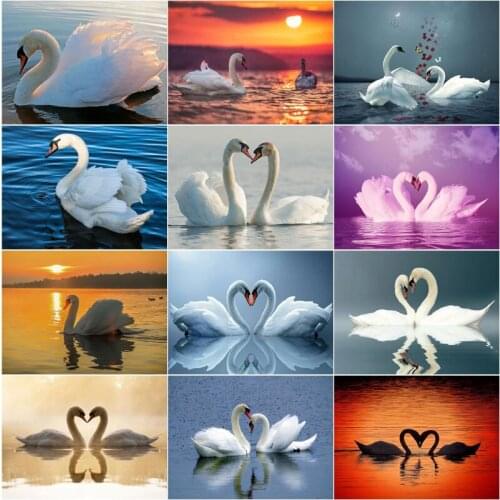 DIY 5D Diamond Painting Swan Lake Diamond Embroidery Animal Landscape Cross Stitch Full Round&Square Drill Mosaic Rhinestone