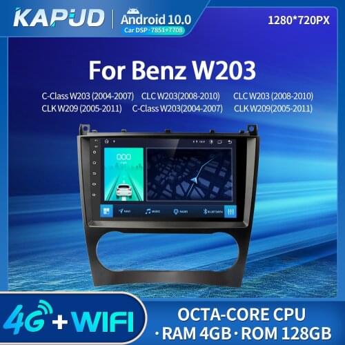 Kapud Android 10.0 Octa-Core Car Player Stereo Multimedia For Mercedes Benz W203 C Class C180 C200 Radio BT9" GPS Wifi Audio