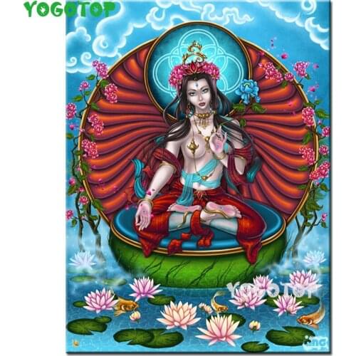 Tara Goddess Diamond Painting 5d Art Diamond Embroidery Buddha & Lotus 5d Diy Full Square round Beaded Embroidery Decor YY5313