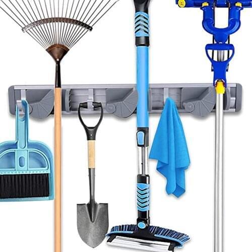 Great Punch-free Mop and Broom Holder Wall Mount Broom Organizer Adjustable Hanger Hook Nails Available for Home Garden Garage