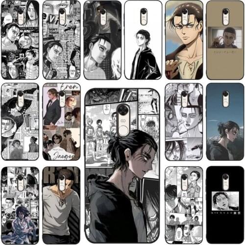 MaiYaCa Eren Yeager Attack on Titan Anime Phone Case for Redmi 5 6 7 8 9 A 5plus K20 4X 6 cover