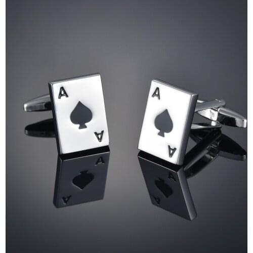 Black a playing card sleeve nail French long sleeve shirt sleeve nail shirt accessories Cufflinks