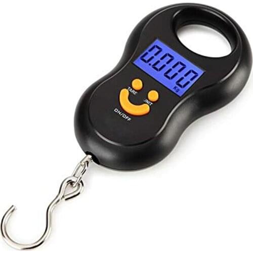 Black Electronic 50Kg 10g Hanging Scale LCD Digital Kitchen Scale BackLight Fishing Weights Pocket Scale Luggage Scales