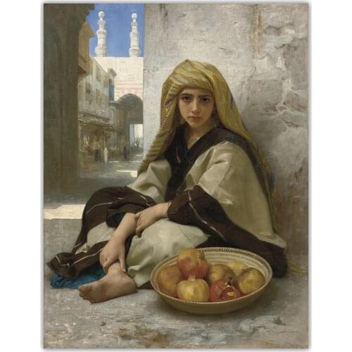 Citon William Adolphe Bouguereau《Algerian girl selling pomegranates》Canvas Oil Painting Art Picture Wall Decor Home Decoration