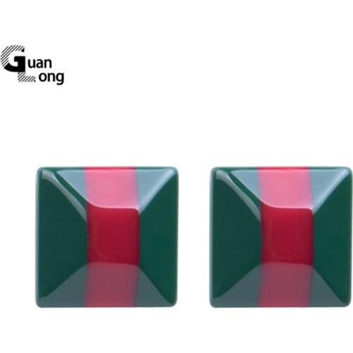 GuanLong Fashion Geometric Big Stud Earrings for Women Resin Acrylic Square Earring Party Gift Wholesale Design Punk Ear Jewelry