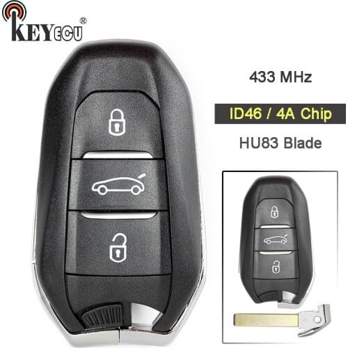 KEYECU for Citroen 434MHz PCF7945 ID46 / 4A Chip Smart Remote Car Key Fob 3 Button for Citroen C-Quatre C4L C4 Picasso DS5 HU83