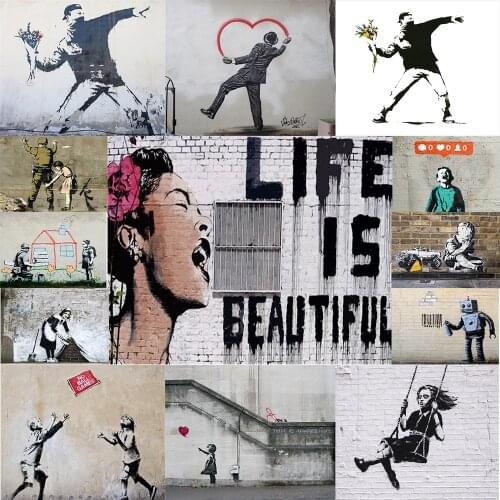 Classic Graffiti By Banksy Art And Calligraphy Nordic Fashion Canvas Painting Posters And Prints Wall Art Picture For Home Decor
