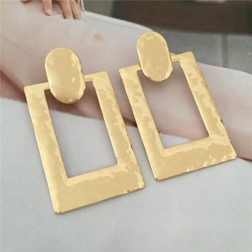 Classic Gold Color Plating Water effect Surface Drop Earrings For Women Girl Elegant Gorgeous Daily Casual Jewelry Accessory