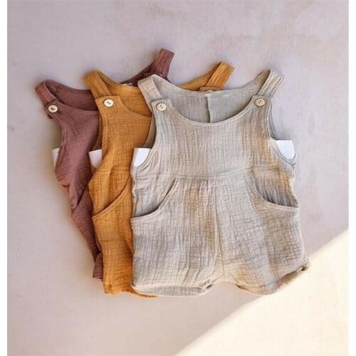 Newborn Baby Girl Summer Cotton Linen Romper Jumpsuit Sleeveless Outfits Clothes Casual Baby Clothing Rompers