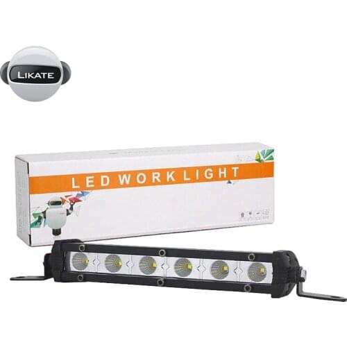 LKT 7Inch Single Row Offroad LED Light Bar 18W LED Work Light Bar Flood Beam Daytime Running Light For ATV SUV