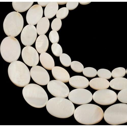 Fashion Oval White Natural Shell Beads Beads for Jewelry Making DIY Bracelet Necklace Accessories Women Gift