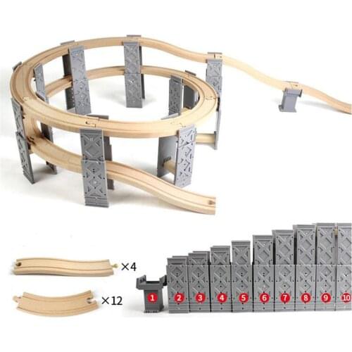 Spiral track bracket set Viaduct TRACK Wooden Track toy Train Fit for BRIO Toy Car Truck Locomotive Engine Railway Toys