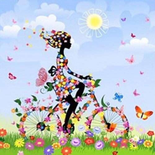 New Diamond mosaic diamond embroidery beads Bike Flower fairy butterfly diamonds cross stitch painting handwork kits wall decor
