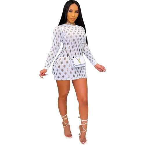 Spring Summer Sexy Dress Solid Slim Long Sleeve Dresses for Women Club Outfits Lounge Wear Streetwear Gothic Clothes Wholesale