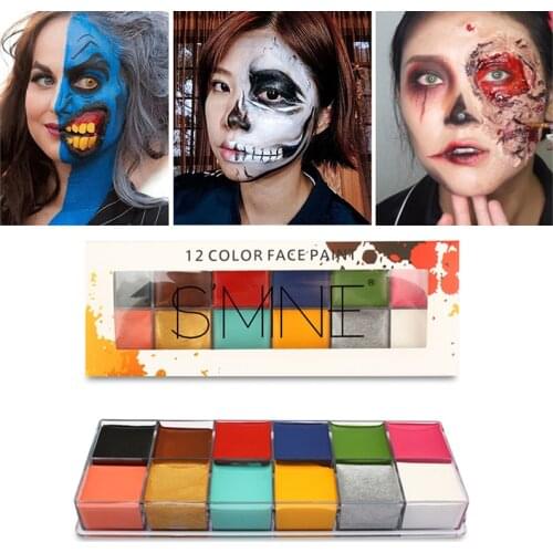 Professional 12 Colors Face Body Paint Pigment Painting Tattoo Painting Halloween Party Makeup Fancy Dress Beauty Palette TSLM1