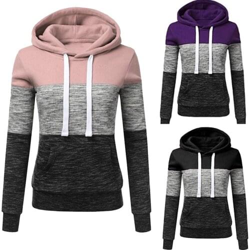 Multi Color Block Sweatshirt Patchwork Clothes Slim Fit Raglan Sleeve Hoodie Poleron Mujer 2020 Pocket Women Hoodie 5xl Contrast