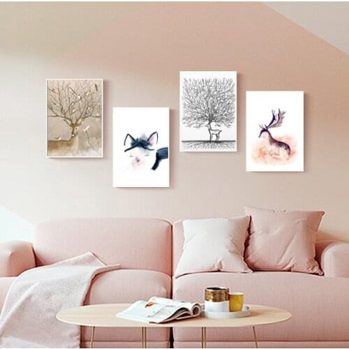 Modern Minimalist Nordic Animals Deers A4 Large Art Prints Poster Kids Room Home Decor Wall Picture Canvas Painting Living Room