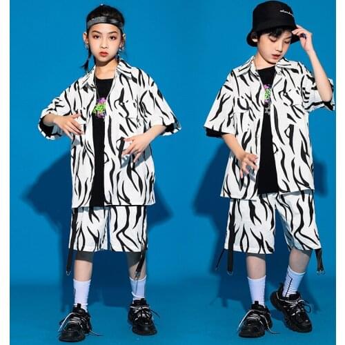 Street Dancewear Kids Hip Hop Dancing Outfit Zebra Dance Suit K pop Outfit Rave Clothing Stage Costume Designer Clothes DL8043