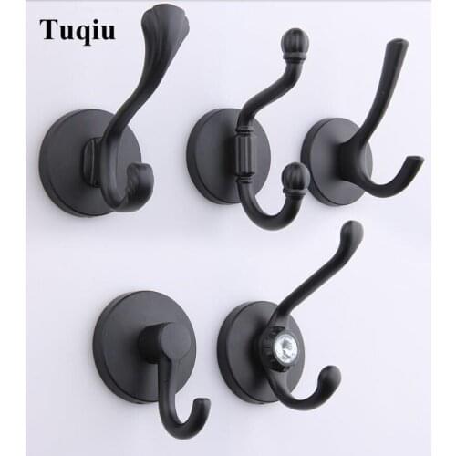 Vidric Fashion Black zinc alloy material clothes rack cloth hook wardrobe Robe Hook for Bathroom Hanger Accessory Hanger