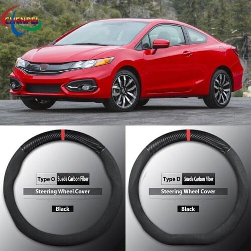 Four Seasons Universal Non-Slip Carbon Fiber Suede Steering Wheel Cover For Honda Civic Car Interior Accessories