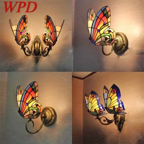 WPD Tiffany Wall Lights Sconces Contemporary LED Butterfly Lamp Indoor Fixture For Home Decoration