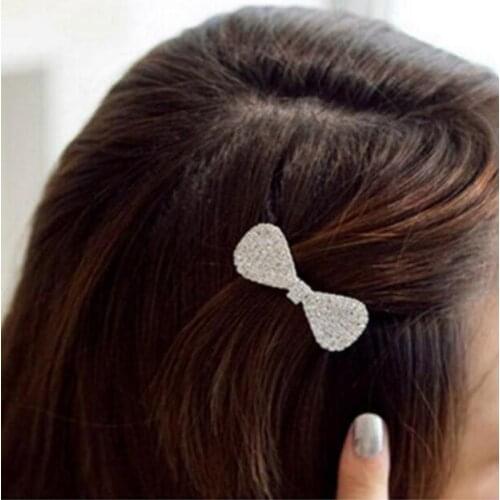 TS055 Korean version of the hairpin top folder headdress imitation crystal alloy bow hairpin short paragraph 2018