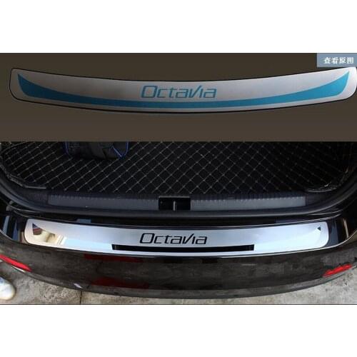 For Skoda Octavia 2014-2018 Stainless Steel Rear Trunk Bumper Protector Rear Scuff Plate Rear Door Sill