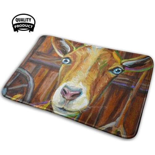 Golden Goat In Barn By Robert Phelps Soft Interesting Room Goods Rug Carpet Goat Cute Funny Animal Goats Farm Animals Horns Kid