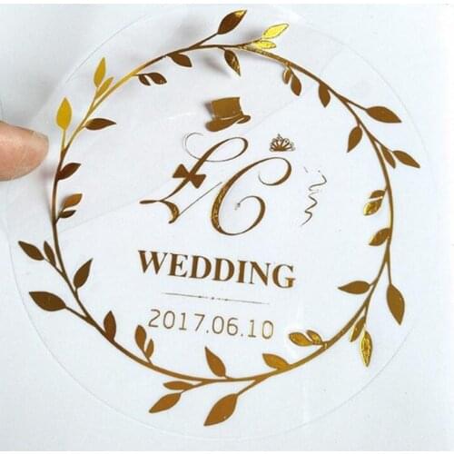 100pcs/Lot Gold Foil Stickers Custom Business Logo Person Gold Stickers Wedding Custom Label Golden For Packing Business Foil