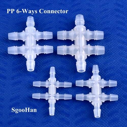 1~200pcs 3.9~7.9mm Equal Dia 6-Ways Connector Aquarium Tank Adapter Air Pump Hose Pagoda Joints Irrigation Water Pipe Connectors