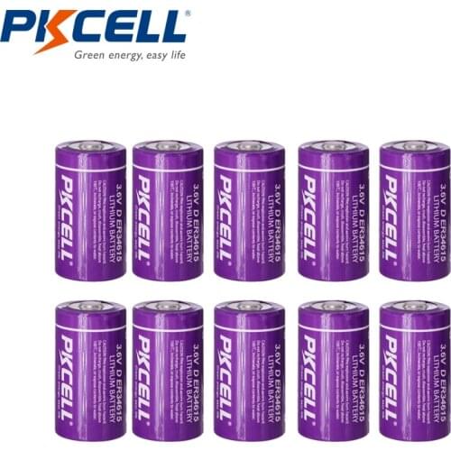 10Pcs*PKCELL D size 3.6V 19000mAH ER34615 Lithium Unrechargeable Battery for water/electricity meter