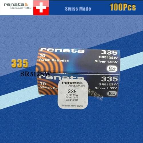 100pcs/lot Original Renata Swiss Battery 335 SR512SW 1.55V for Watch Silver 335 SR512SW RENATA Watch Batteries Free Shipping