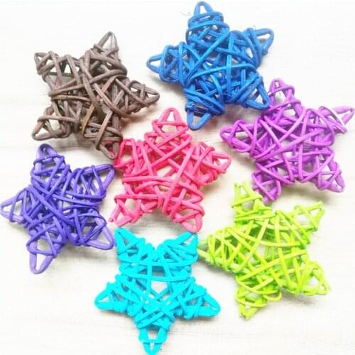 12 Pcs Sepak Takraw Pentagram Rattan DIY Craft for Kids Gifts Baby Shower Wedding Party Decor Fairy Garden Christmas Decorations
