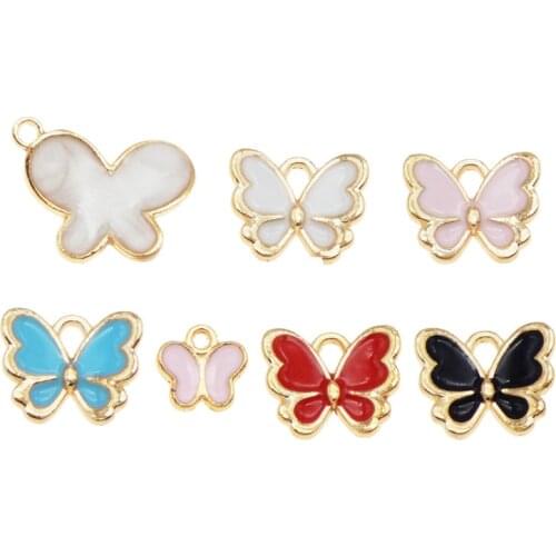 7pcs/pack Mix Color Butterfly jewelry diy charms alloy pendant Earrings Necklace Pendant Enamel Metal Handmade Gift Accessories