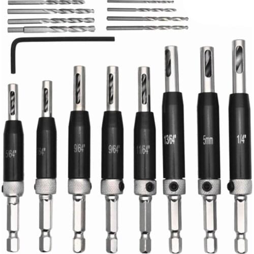 8/16pcs Self Centering Hinge Drill Bits with Hex Key Set Hole Puncher Guide Door 517A
