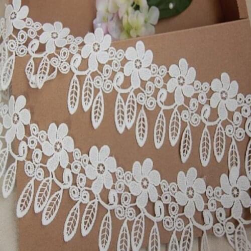 8.5cm Width White Black Cotton Fabric Beautiful Flower Venise Crochet Flower Lace Trim lace Sewing Craft -QX