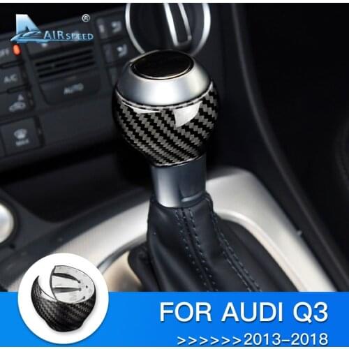 AIRSPEED for AUDI Q3 2013 2014 2015 2016 2017 2018 Accessories Carbon Fiber Interior Trim Car Gear Shift Knob Cover Sticker Deco