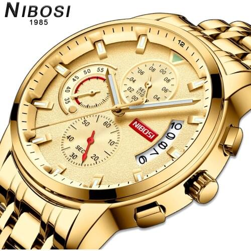 NIBOSI Clocks mens Quartz wrist watch for men gold watches top Luxury brand military waterproof wristwatches Relogio Masculino