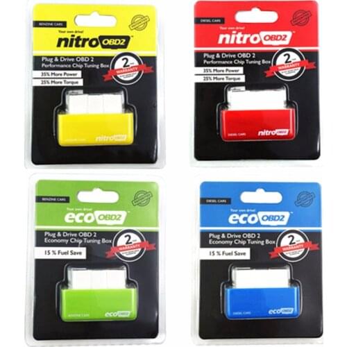 4 Colors Nitro OBD2 EcoOBD2 ECU Chip Tuning Box Plug OBD NitroOBD2 Eco OBD2 For Cars 15% Fuel Save More Power Car Repair Tool