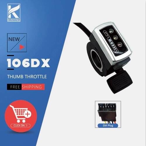 WUXING 106DX E-bike Thumb Throttle 36V 48V SM Plug for Electric Bicycle Conversion Kit with Power Indicator Accessories