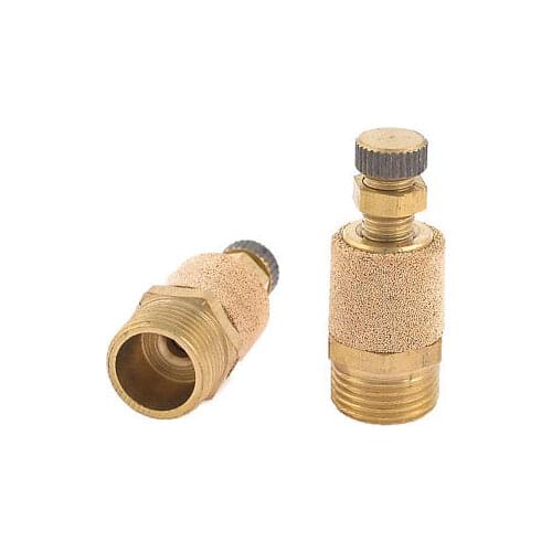 2pcs Adjustable 3/8" PT Male Thread Sintered Bronze Exhaust Muffler Brass Tone