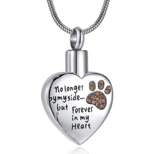 Cremation Jewelry for Ashes for Dog Cat Waterproof Memorial Urn Pendant Necklace No Longer by My Side Forever in My Heart