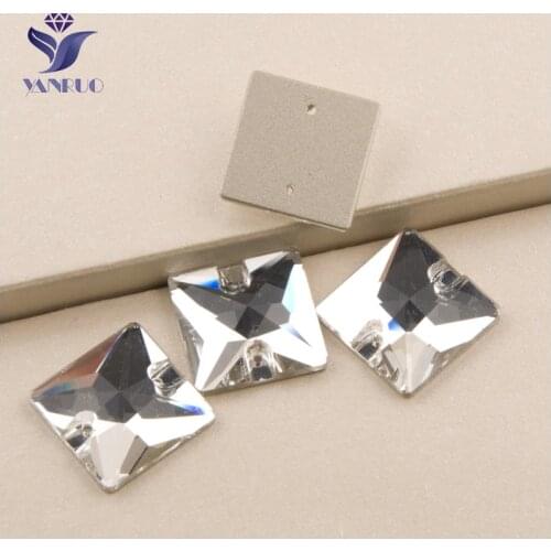 YANRUO 3240 All Sizes Clear Flatback Square Bright Strass Loose Beads Sew On Crystal Rhinestone For Women Dress