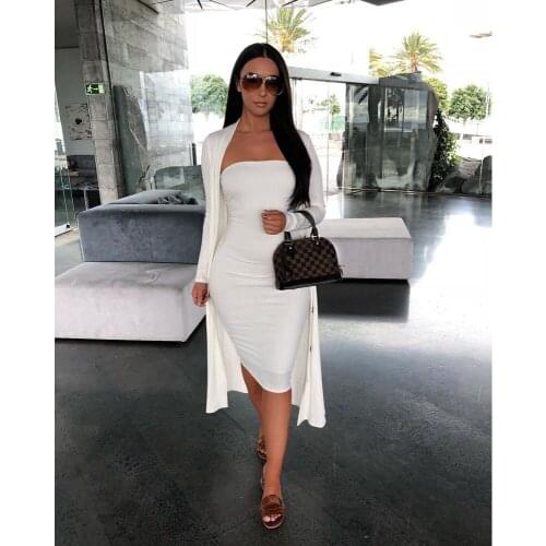 Summer new womens wear modal white breast tight Medium length dress