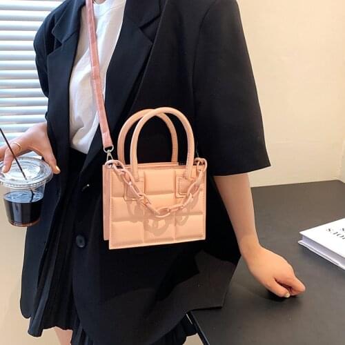 PU Leather Small Square Bag 2021 Summer Plaid Shoulder Bag High Quality Crossbody Bags For Women Designer Handbags Luxury Bolsa